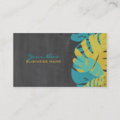 PixDezines Monstera, retro tropisch gebladerte Visitekaartje (Achterkant)