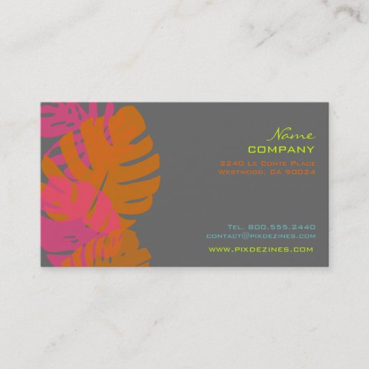 PixDezines Monstera, retro tropisch gebladerte Visitekaartje (Voorkant)