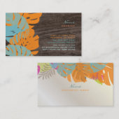 PixDezines Monstera, retro tropisch gebladerte Visitekaartje (Voorkant / Achterkant)