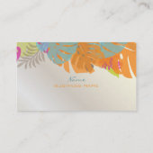 PixDezines Monstera, retro tropisch gebladerte Visitekaartje (Achterkant)