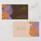 PixDezines Monstera, retro tropisch gebladerte Visitekaartje (Voorkant / Achterkant)