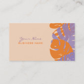 PixDezines Monstera, retro tropisch gebladerte Visitekaartje (Achterkant)