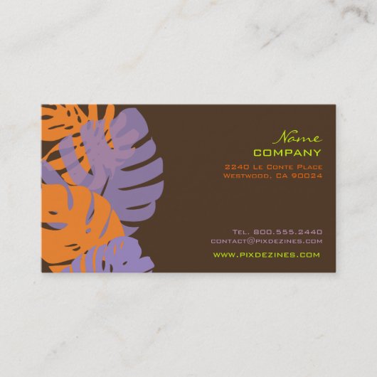 PixDezines Monstera, retro tropisch gebladerte Visitekaartje (Voorkant)
