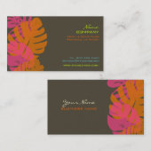 PixDezines Monstera, retro tropisch gebladerte Visitekaartje (Voorkant / Achterkant)