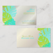 PixDezines Monstera, retrotropische bladeren Visitekaartje (Voorkant / Achterkant)