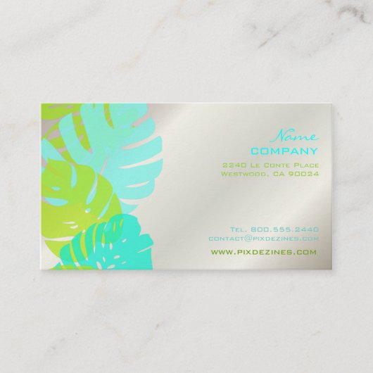 PixDezines Monstera, retrotropische bladeren Visitekaartje (Voorkant)