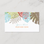 PixDezines Monstera, retrotropische bladeren Visitekaartje (Achterkant)