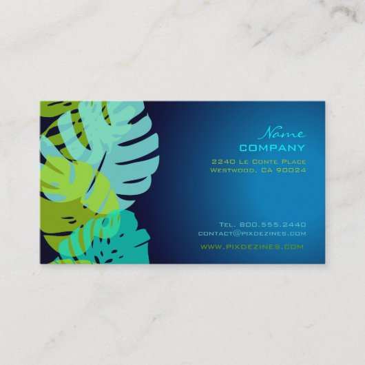 PixDezines Monstera, retrotropische bladeren Visitekaartje (Voorkant)