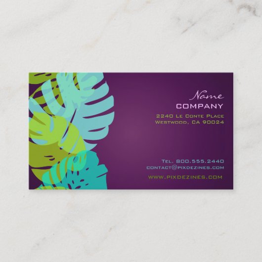 PixDezines Monstera, retrotropische bladeren Visitekaartje (Voorkant)