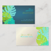 PixDezines Monstera, Tropisch gebladerte/Limoen+Aq Visitekaartje (Voorkant / Achterkant)