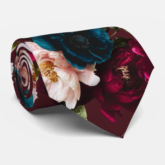 PixDezines Moody Botanical Flowers DIY Background Stropdas (Opgerold)