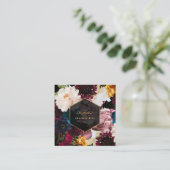 PixDezines Moody Botanical Flowers Vierkante Visitekaartje (Staand voorkant)