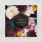 PixDezines Moody Botanical Flowers Vierkante Visitekaartje (Voorkant)