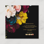 PixDezines Moody Botanical Flowers Vierkante Visitekaartje (Achterkant)