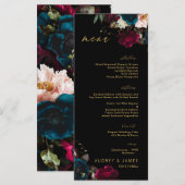 PixDezines Moody Botanical Teal Anemoon Burgundyro Menu (Voorkant / Achterkant)