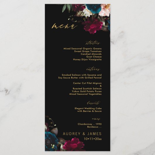 PixDezines Moody Botanical Teal Anemoon Burgundyro Menu (Voorkant)