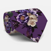 PixDezines Moody Botanische Paarse Bloemen Stropdas (Opgerold)