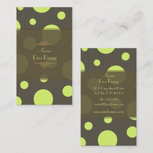 PixDezines moss green polka dots/DIY backgrouut Visitekaartje (Voorkant / Achterkant)