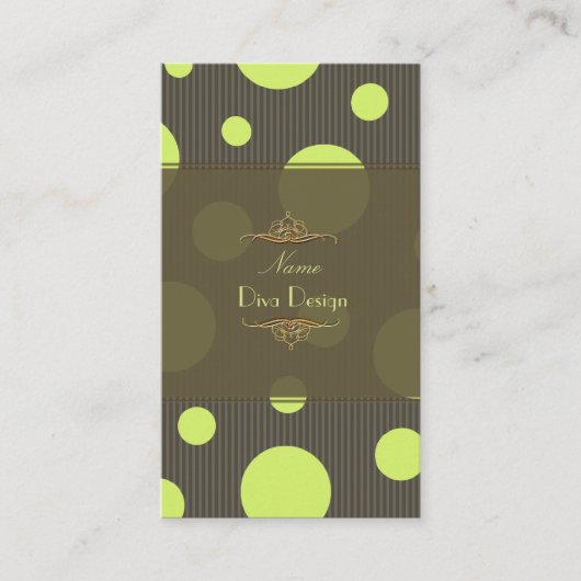 PixDezines moss green polka dots/DIY backgrouut Visitekaartje (Voorkant)