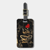 PixDezines MR. BLACK MARBLE+FAUX GOLD Bagagelabel (Voorkant verticaal)