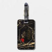 PixDezines MR. BLACK MARBLE+FAUX GOLD Bagagelabel (Achterkant verticaal)