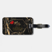 PixDezines MR. BLACK MARBLE+FAUX GOLD Bagagelabel (Achterkant horizontaal)