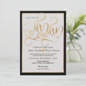 PixDezines Mr. Mrs. Faux Gold Fancy Script Kaart (Staand voorkant)