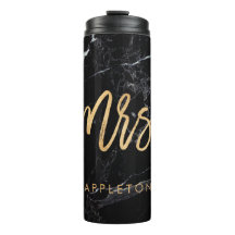 PixDezines Mrs BLACK MARBLE FAUX GOLD