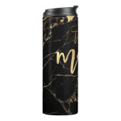 PixDezines Mrs. BLACK MARBLE FAUX GOLD VEINS Thermosbeker (Gedraaid links)