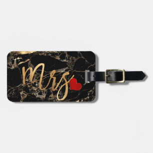 PixDezines MRS BLACK MARBLE+FAUX GOUD Bagagelabel