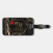 PixDezines MRS BLACK MARBLE+FAUX GOUD Bagagelabel (Achterkant horizontaal)