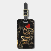 PixDezines MRS ZWART MARMER + FAUX GOUD Bagagelabel (Voorkant verticaal)
