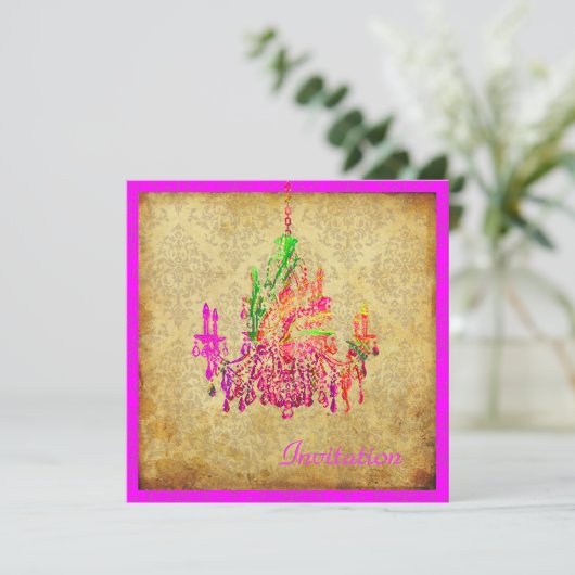 PixDezines  muranoglazen kandelaar+damask Kaart (Staand voorkant)