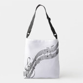 PixDezines Muzieknoten/DIY Achtergrondkleur Crossbody Tas (Achterkant)