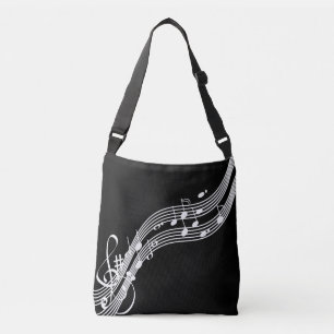 PixDezines Muzieknoten/DIY Achtergrondkleur Crossbody Tas