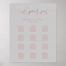 PixDezines Naboots Rose Goud Schrift, Zitplaatsenk Poster