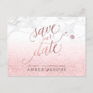 PixDezines namaak rose goud/marmer/save our date Aankondigingskaart