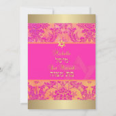 PixDezines natasha damask/Bat Mitzvah/roze/goud Kaart (Achterkant)