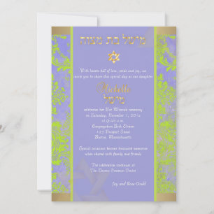PixDezines natasha damask/Bat Mitzvah/roze/goud Kaart