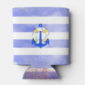 PixDezines Nautical Stripes+Anchor+Lifesaver Blikjeskoeler (Achterkant)