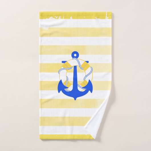 PixDezines Nautical Stripes+Life Savers Bad Handdoek (Handdoek)