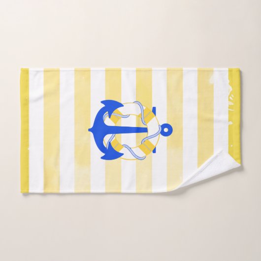 PixDezines Nautical Stripes+Life Savers Bad Handdoek (Handdoek)