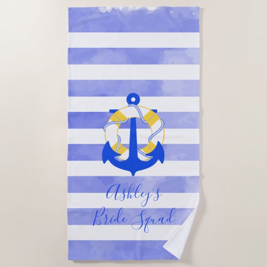 PixDezines Nautical Stripes+Life Savers Strandlaken (Voorkant)