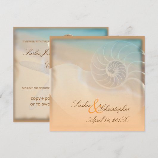 PixDezines nautilus, dikke uitnodigingen (Voorkant / Achterkant)