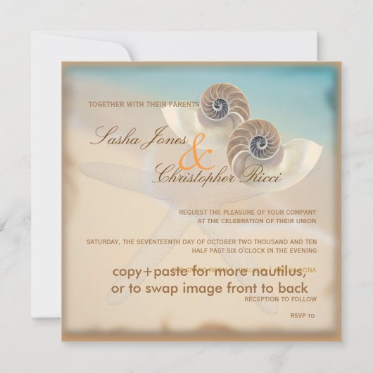 PixDezines nautilus, dikke uitnodigingen (Achterkant)