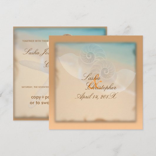 PixDezines nautilus, dikke uitnodigingen (Voorkant / Achterkant)