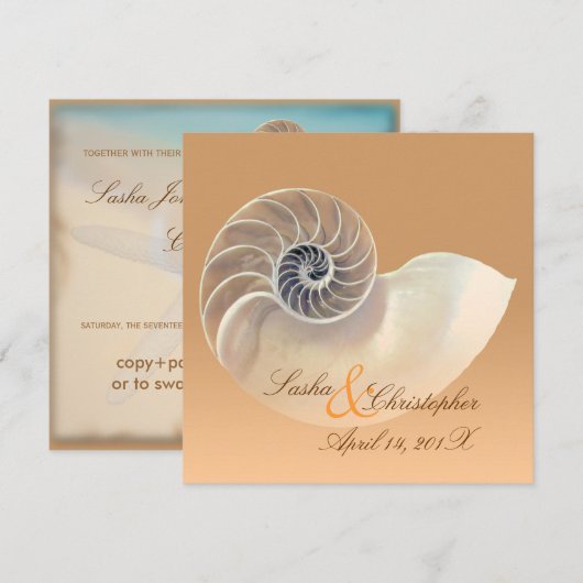 PixDezines nautilus, dikke uitnodigingen (Voorkant / Achterkant)