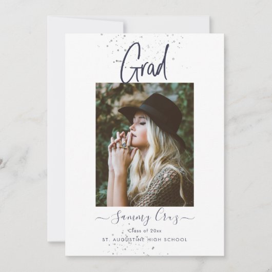 PixDezines Navy Blue Afstudeerder Flat Aankondigin Aankondiging (Voorkant)