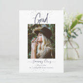 PixDezines Navy Blue Afstudeerder Flat Aankondigin Aankondiging (Staand voorkant)