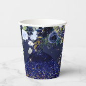 PixDezines Navy Blue Glitter QuinceDress Pape Papieren Bekers (Voorkant)